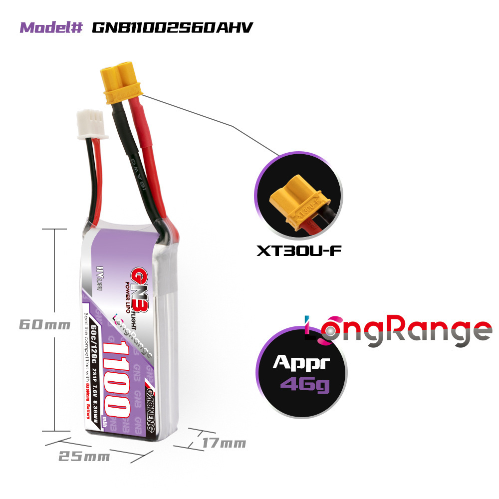 GNB 1100mAh 2S 3S 4S 6S 60C/12 - Drone Racing Battery 리뷰 및 가격